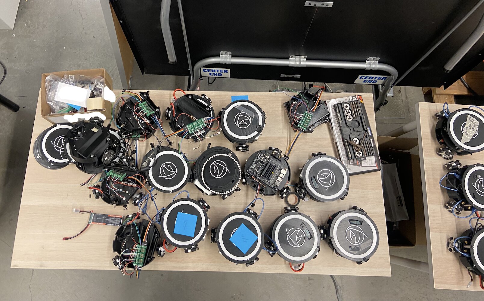 Top-down view of Tritons on table